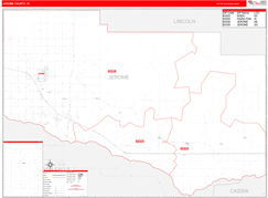Jerome County, ID Digital Map Red Line Style