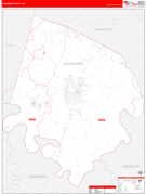 Jessamine County, KY Digital Map Red Line Style