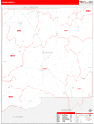 Johnson County, IL Digital Map Red Line Style