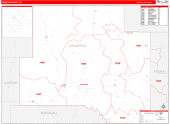 Johnston County, OK Digital Map Red Line Style