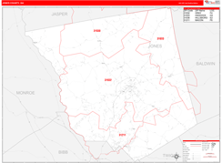 Jones County, GA Digital Map Red Line Style