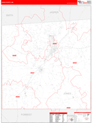Jones County, MS Digital Map Red Line Style