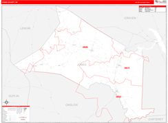 Jones County, NC Digital Map Red Line Style