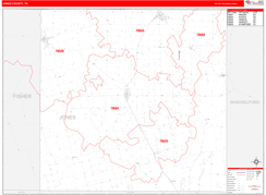 Jones County, TX Digital Map Red Line Style