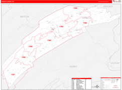 Juniata County, PA Digital Map Red Line Style