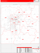 Kalamazoo County, MI Digital Map Red Line Style