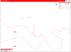 Kalawao County, HI Digital Map Red Line Style