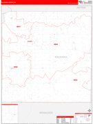 Kalkaska County, MI Digital Map Red Line Style