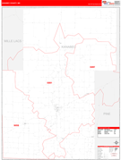 Kanabec County, MN Digital Map Red Line Style