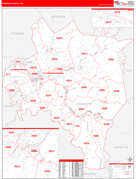 Kanawha County, WV Digital Map Red Line Style