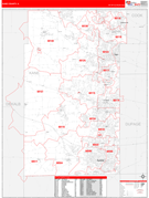 Kane County, IL Digital Map Red Line Style