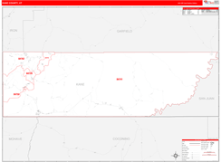 Kane County, UT Digital Map Red Line Style