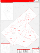 Karnes County, TX Digital Map Red Line Style