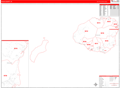 Kauai County, HI Digital Map Red Line Style
