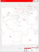 Kendall County, IL Digital Map Red Line Style