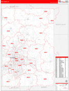 Kent County, MI Digital Map Red Line Style