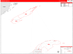 Keweenaw County, MI Digital Map Red Line Style