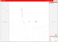 King County, TX Digital Map Red Line Style