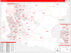 King County, WA Digital Map Red Line Style