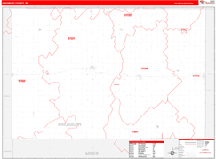 Kingsbury County, SD Digital Map Red Line Style