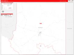 Kinney County, TX Digital Map Red Line Style