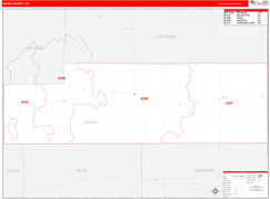 Kiowa County, CO Digital Map Red Line Style