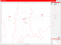 Kiowa County, KS Digital Map Red Line Style