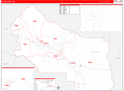 Kittitas County, WA Digital Map Red Line Style