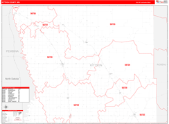 Kittson County, MN Digital Map Red Line Style