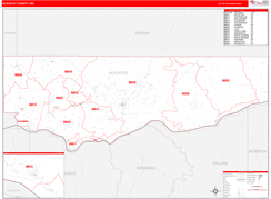 Klickitat County, WA Digital Map Red Line Style
