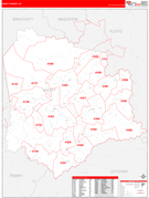 Knott County, KY Digital Map Red Line Style