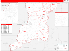 Knox County, IN Digital Map Red Line Style