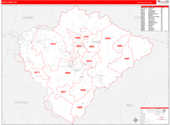 Knox County, KY Digital Map Red Line Style