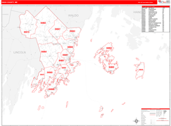 Knox County, ME Digital Map Red Line Style