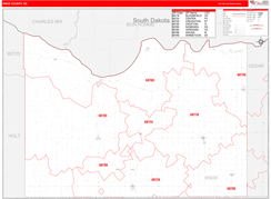 Knox County, NE Digital Map Red Line Style