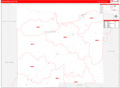 Koochiching County, MN Digital Map Red Line Style