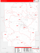 Kosciusko County, IN Digital Map Red Line Style