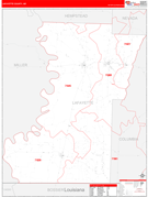 Lafayette County, AR Digital Map Red Line Style