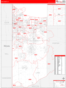 Lake County, IN Digital Map Red Line Style