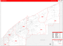 Lake County, OH Digital Map Red Line Style