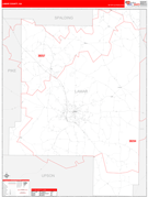 Lamar County, GA Digital Map Red Line Style