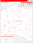 Lamar County, TX Digital Map Red Line Style