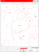 Lamb County, TX Digital Map Red Line Style