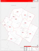 Lamoille County, VT Digital Map Red Line Style