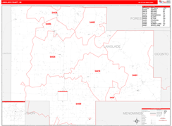 Langlade County, WI Digital Map Red Line Style