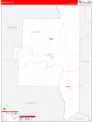 Lanier County, GA Digital Map Red Line Style