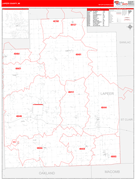 Lapeer County, MI Digital Map Red Line Style