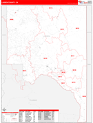 Lassen County, CA Digital Map Red Line Style