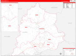 Laurel County, KY Digital Map Red Line Style