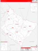 Laurens County, SC Digital Map Red Line Style